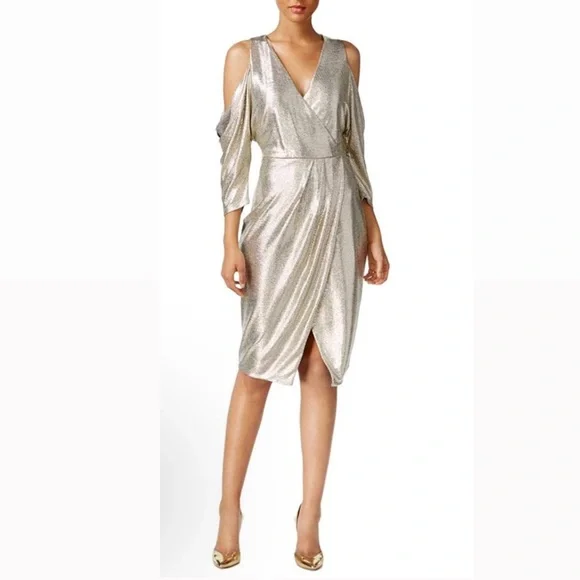 rachel roy metallic wrap dress Rachel Rachel Roy Cold-Shoulder Lace & Metallic Dress